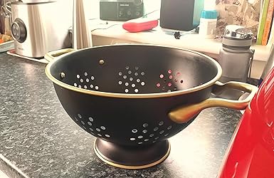 Masterclass 24cm Stainless Steel Matt Black And Brass Colander For Sale Online | UK