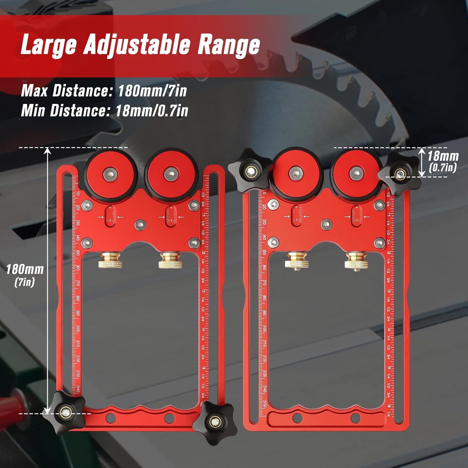 Feather Boards for Table Saws,Upgraded Thin Rip Jig Guide Feather Boards for Table Saw,Router Table,Band Saw,AccessoriesAccessories,Anti-Kickback Bearing Roller,Fits 3/8"x3/4" T-Slots