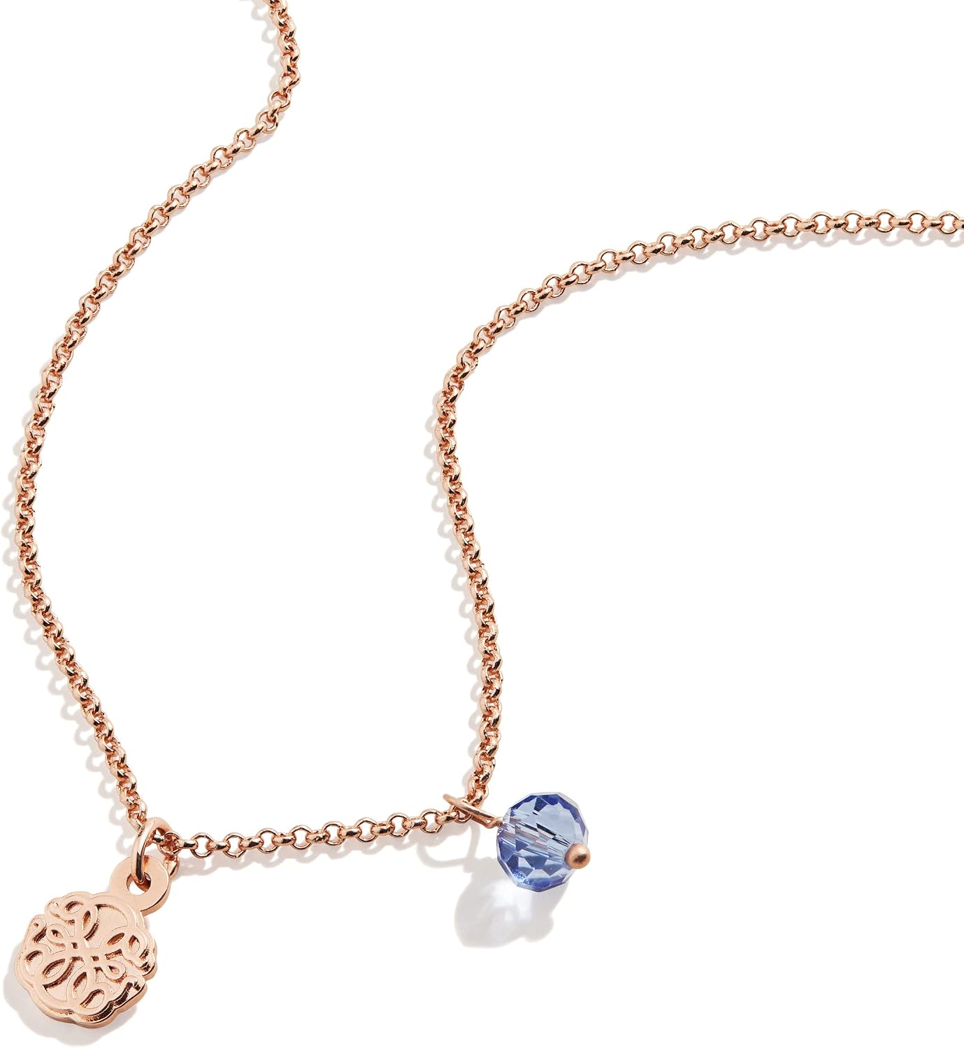 Alex and Ani Path of Symbols Adjustable Necklace for Women, Path of Life Duo Charm, Shiny Rose Gold Finish, 15.5 to 18.75 inches