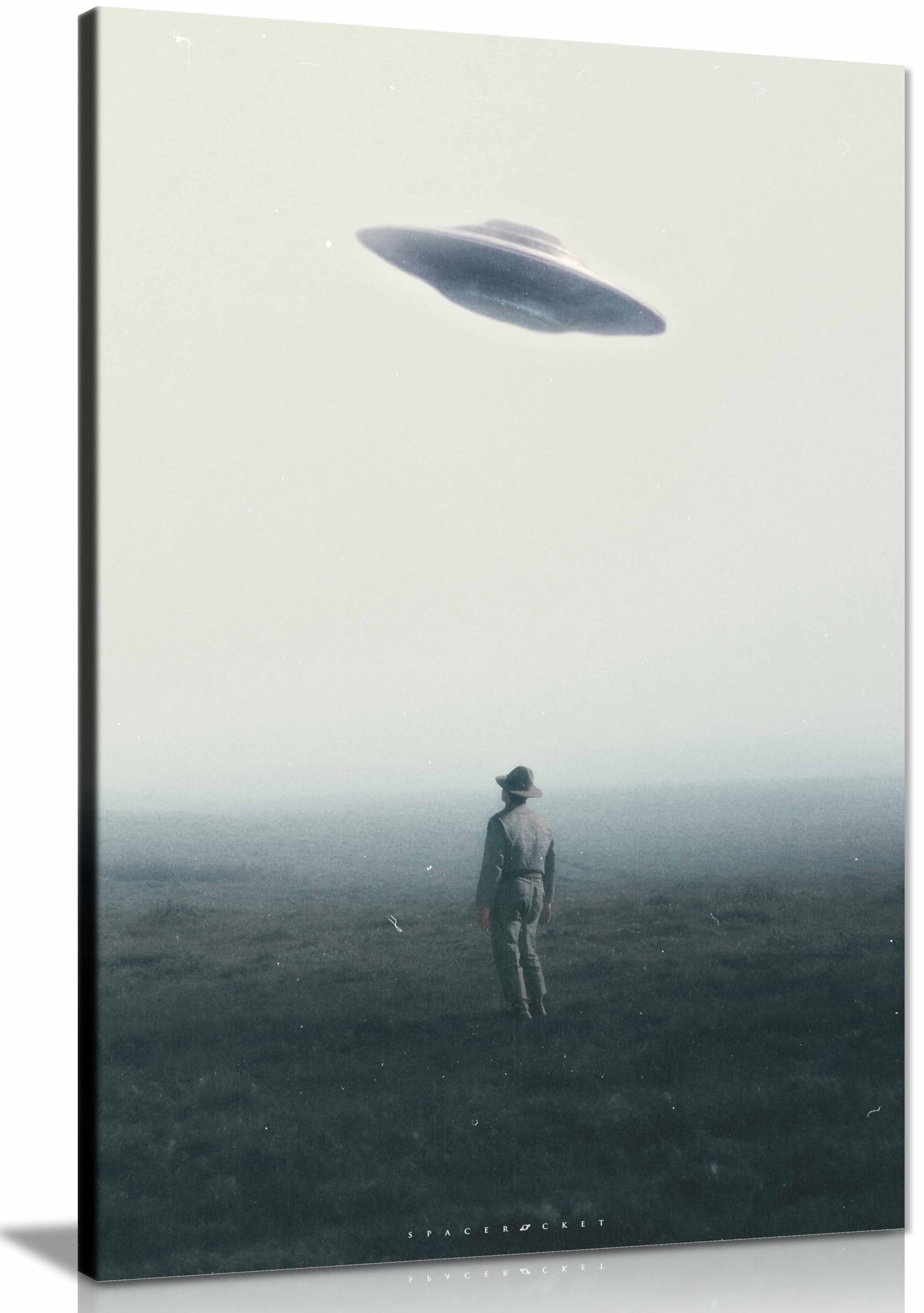UFO Spotted Framed Canvas Print, Pictures for Home Walls, Bedroom, Living Room & Bathroom Decor 31x20cm (12x8in)