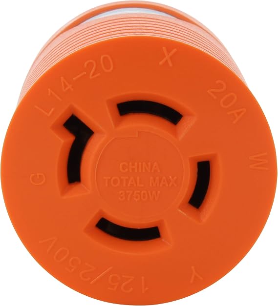 AC WORKS [ADL530L1420] Locking Adapter L5-30P to L14-20R (Hots Bridged) 20Amp 125/250Volt