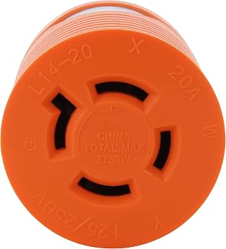 AC WORKS [ADL530L1420] Locking Adapter L5-30P to L14-20R (Hots Bridged) 20Amp 125/250Volt