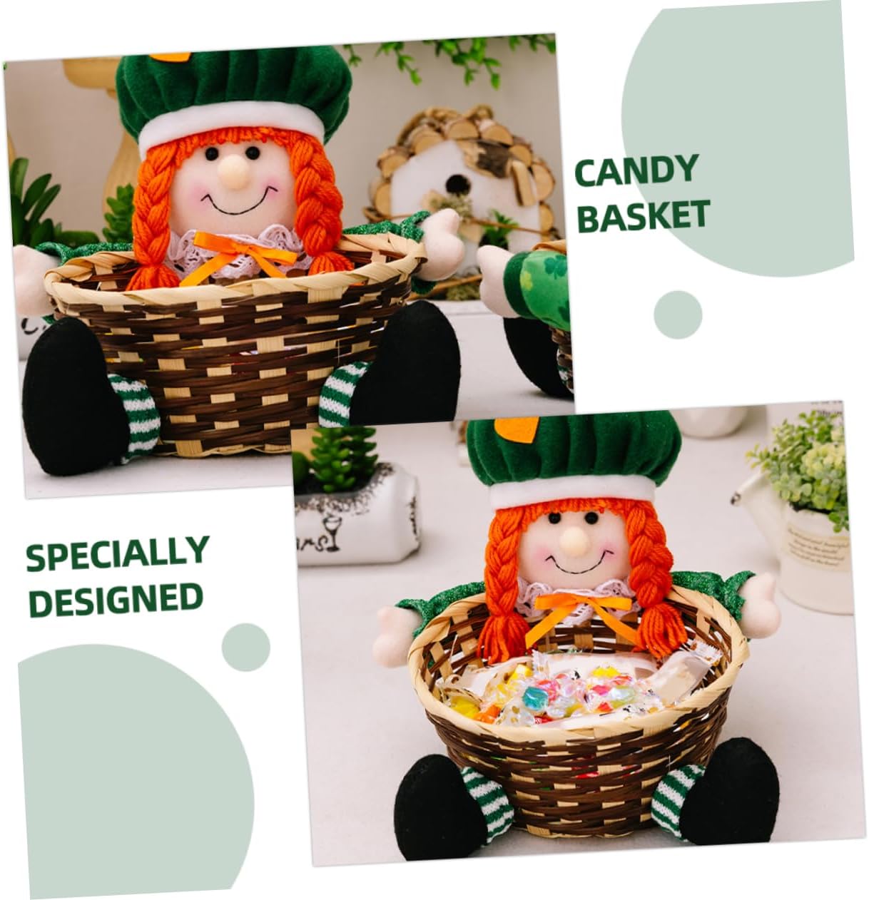 Garneck Patrick's Day Candy Holder Basket Festive Snack Organizer for Dining Table Versatile Storage for Smooth Edges for Treats and