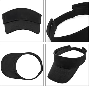 Noamus 15 Pack Sport Wear Sun Visor Hats, Adjustable UV Protection Ball Caps, Athletic Empty Top Unisex Visor for Women and Men, Beach Pool Golf Tennis Baseball Sports Outdoor Travel(Black)