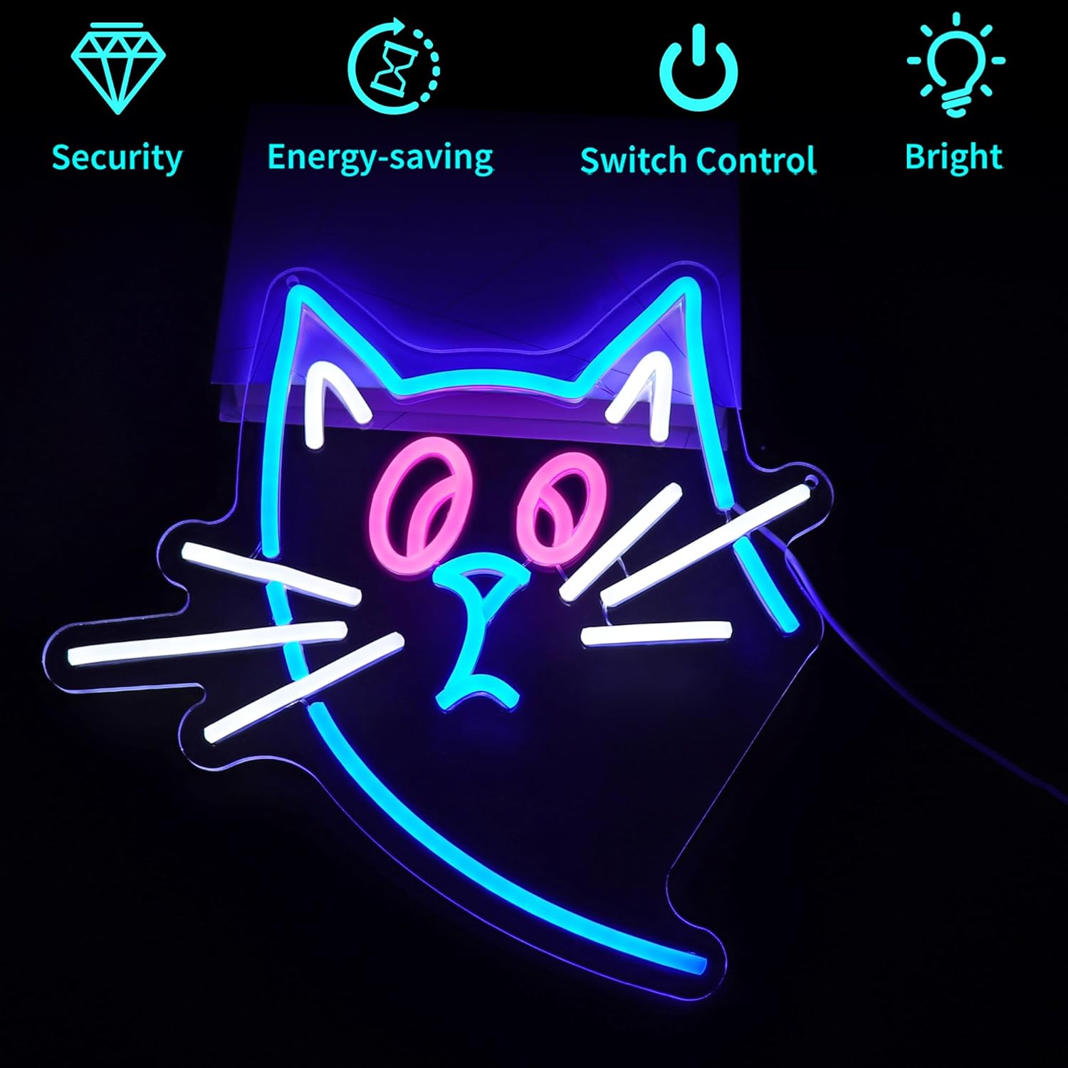 Cat Neon Sign - HSJNJKFU Cat Neon Signs for Wall Decor LED Light Signs for Man Cave Room Home Party Birthday Beer Signs - LED Neon USB Powered - Image 9