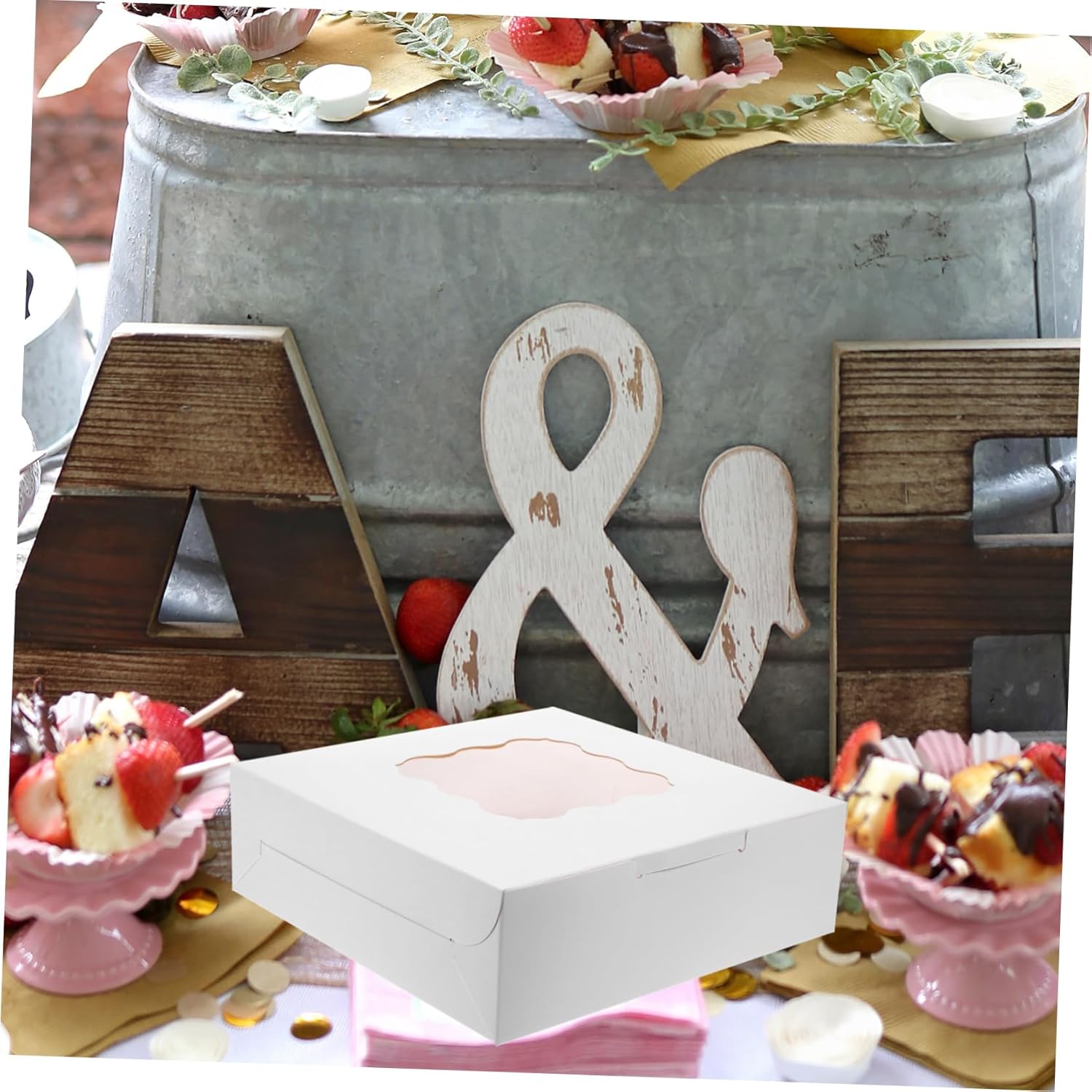 Gatuida 20pcs Window Cake Boxes Cake Carrier Desserts and Baked Goods Kraft Packaging for Weddings Holidays and Retail Use