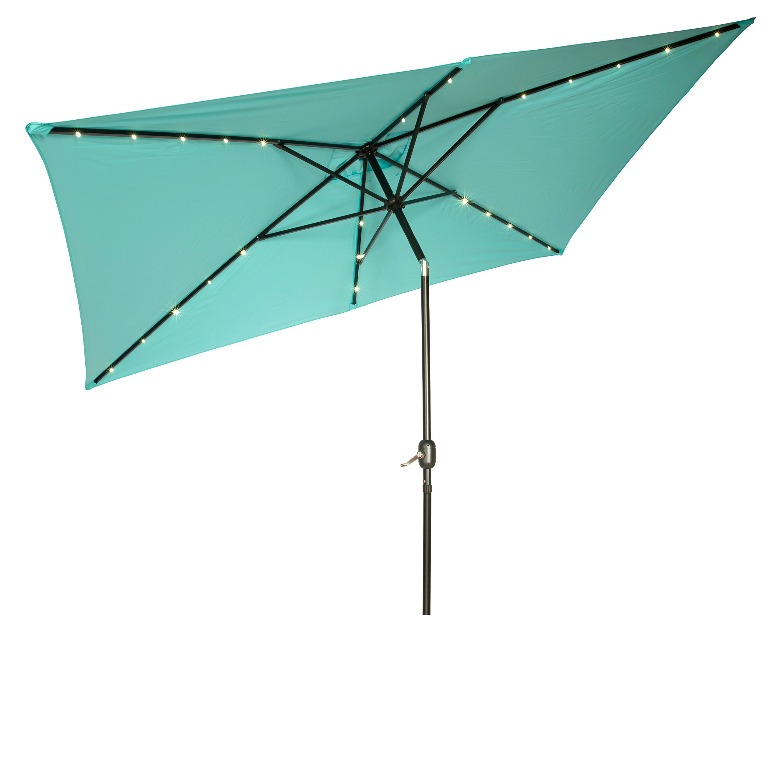 Rectangular Solar Powered LED Lighted Patio Umbrella - 10' x 6.5' - By Trademark Innovations (Teal)