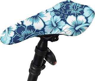 HUGS IDEA - Funda para silla de montar de bicicleta, diseño de hibisco, color azul índigo, color azul