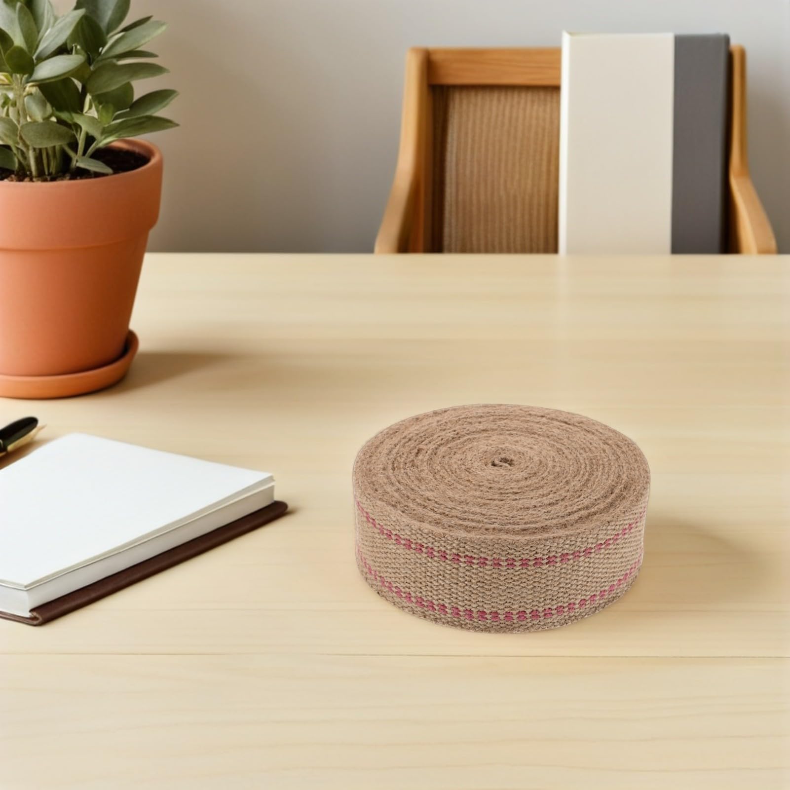 Rotes Juteband Bastel Jute Gurtband mit Roten Streifen Robust und Atmungsaktiv für Stuhlreparaturen und Gartenbinden