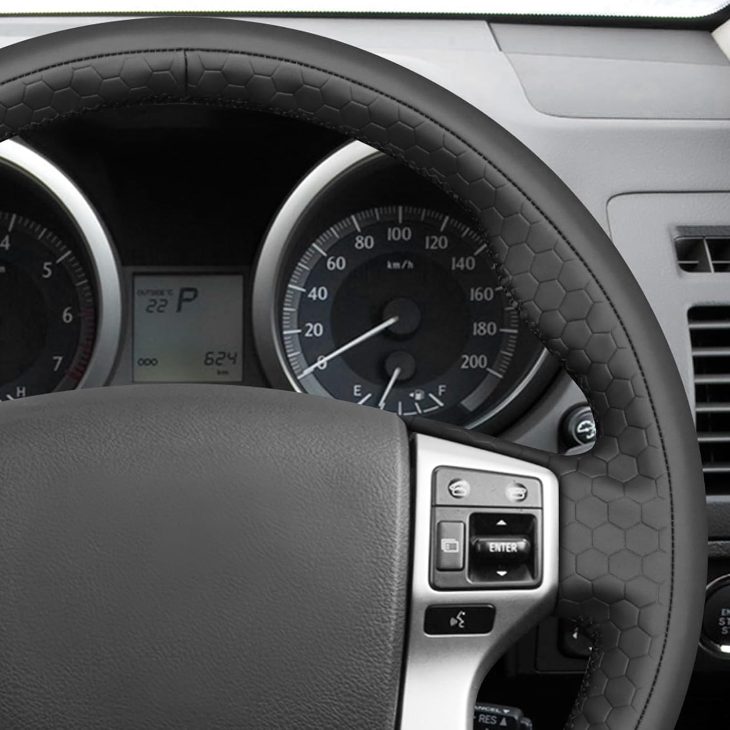 MEWANT Hand Sewn Steering Wheel Cover Wrap for Toyota 4Runner 2010-2024/Tacoma 2012-2023/Tundra 2014-2021/Sequoia 2014-2022 Steering Wheel Accessories