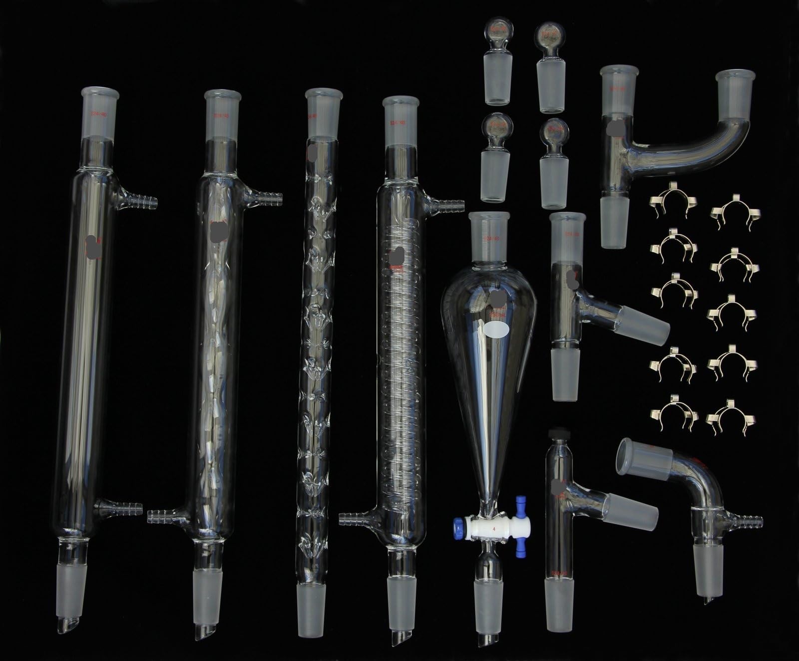 Kit di vetreria da laboratorio for chimica organica in vetro congiunto 24/40 - Attrezzatura da laboratorio completa for esperimenti di chimica(27 Pcs)