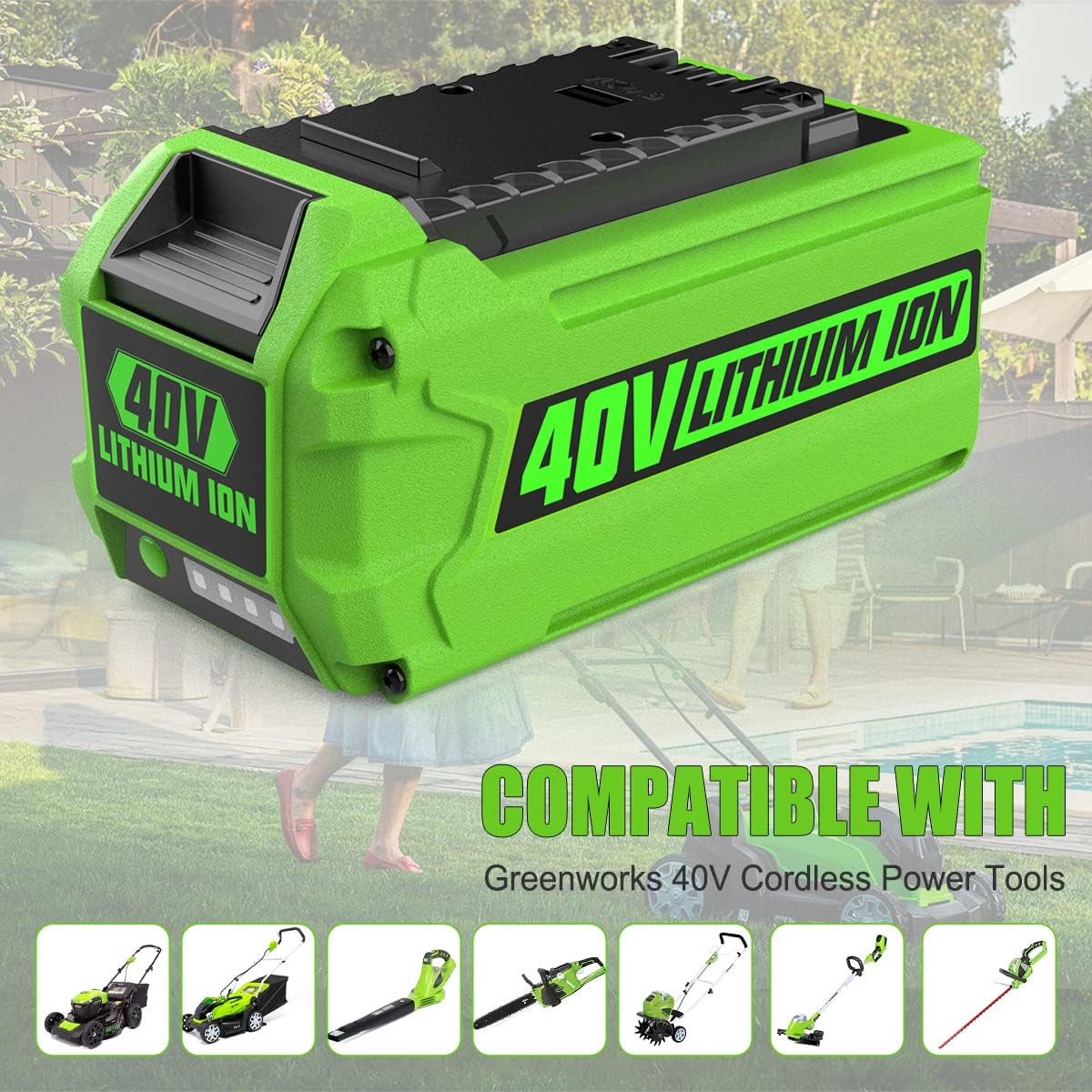 ANTRobut Replacement for Greenworks 40V Battery and Charger 29482 Compatible with 40V Greenworks Battery 29472 29462 6.5Ah - Image 3