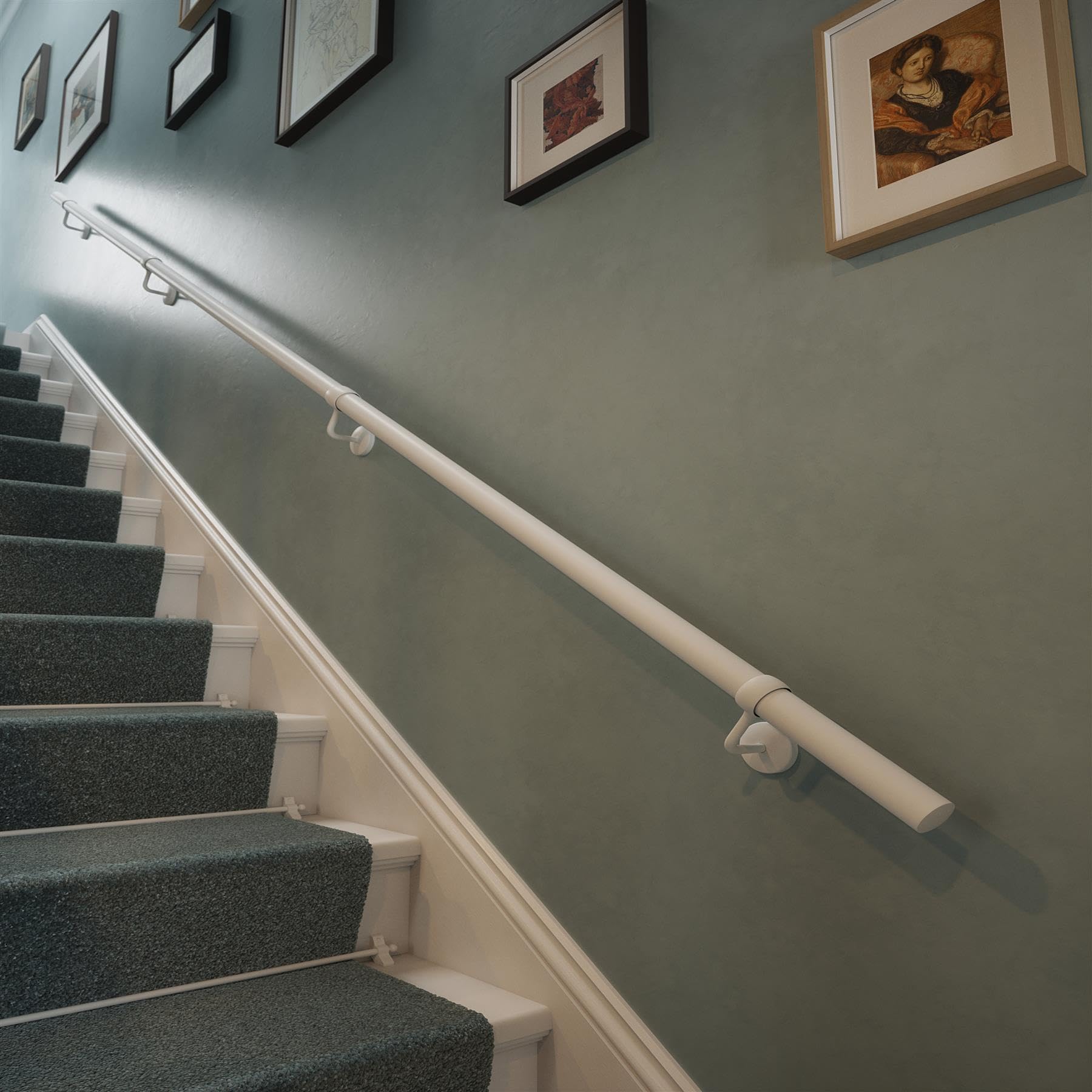 Forgeworks Stair Hand Rail Kit 3.6m White Steel