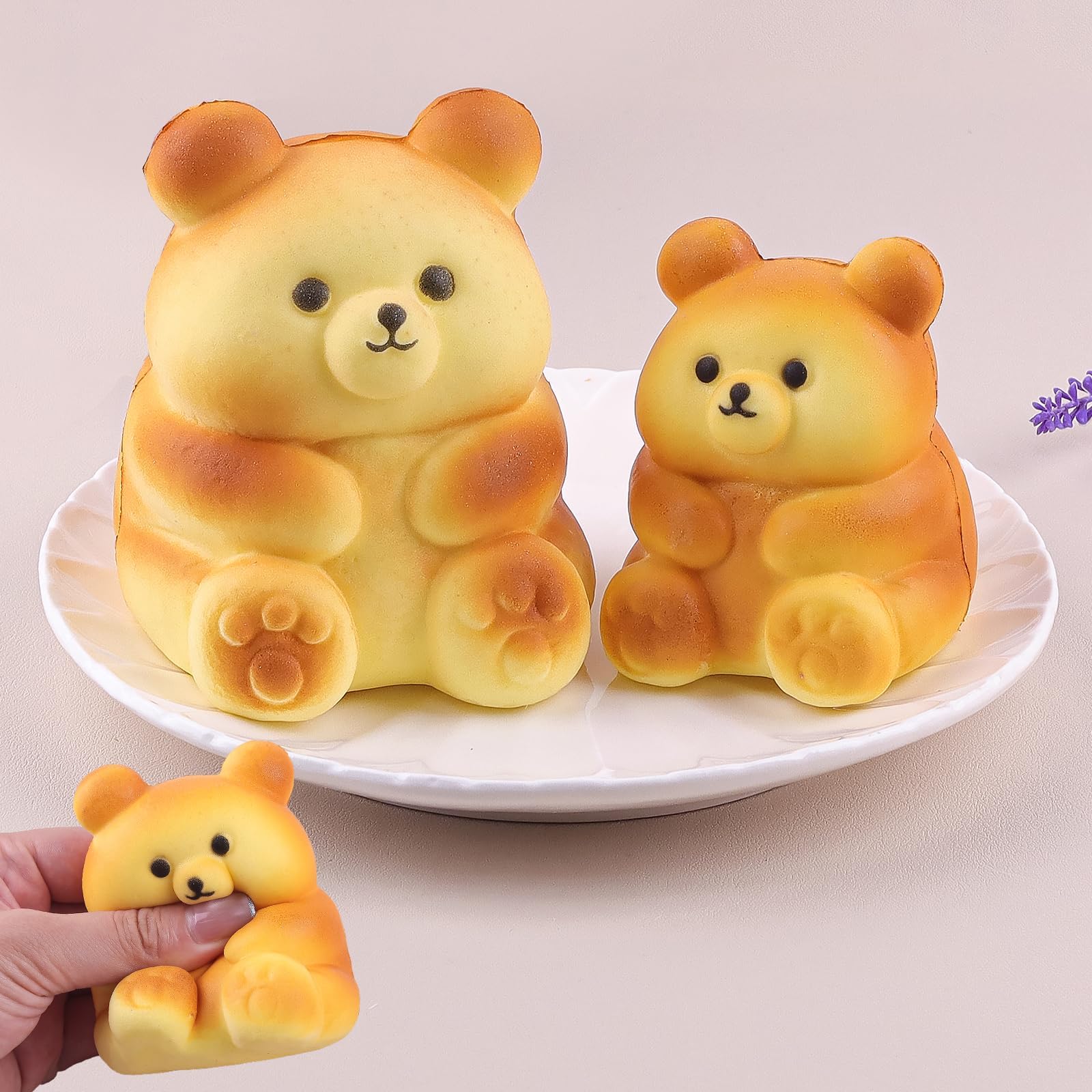 Anboor 2 Pcs Squishies Toys For Kids Bear Slow Rising Animals Foam Squishies Jumbo Animal Big Stress Cute Squeeze Toy