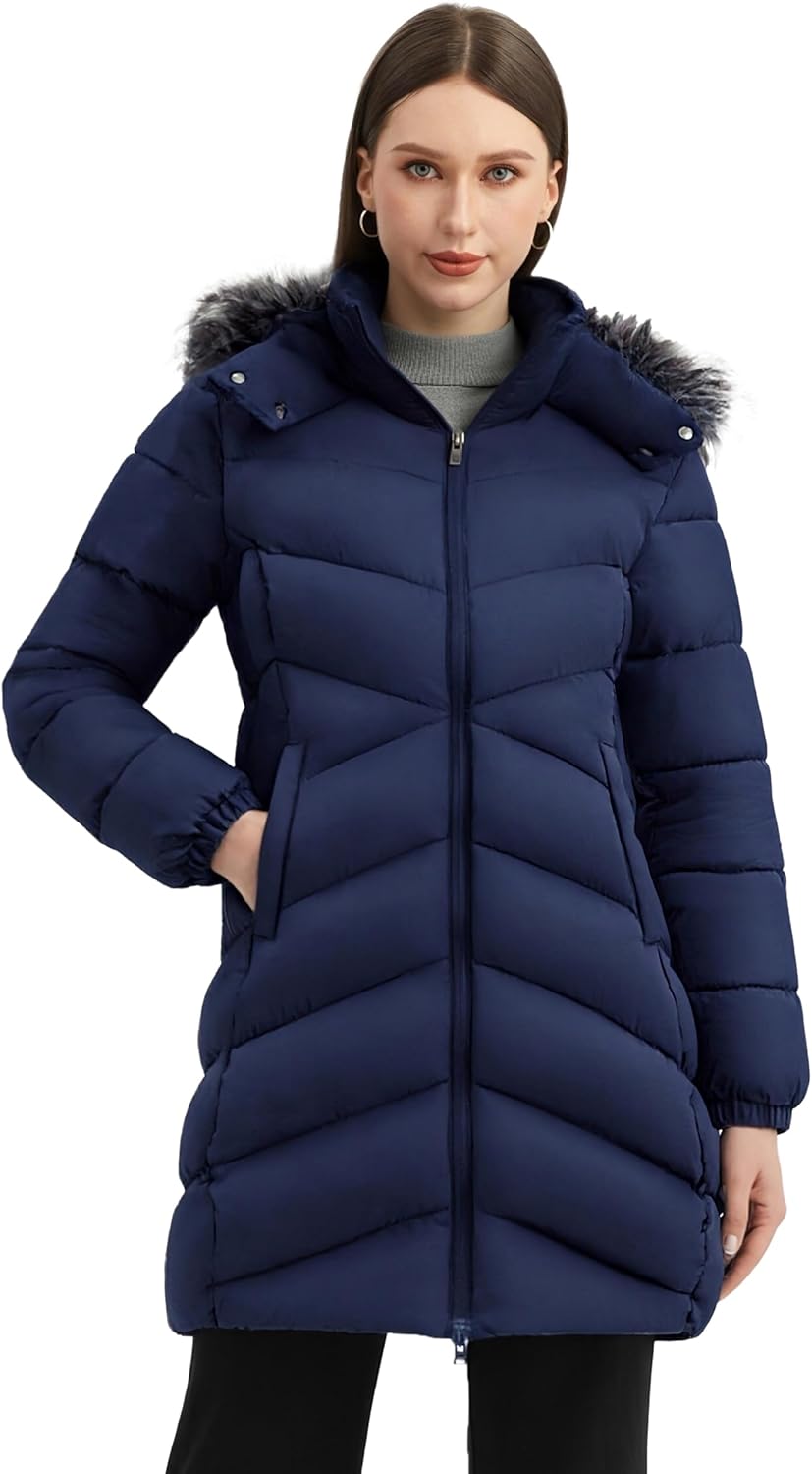 Wantdo Women's Long Puffer Coat Lightweight Warm Jacket with Hood - Image 3