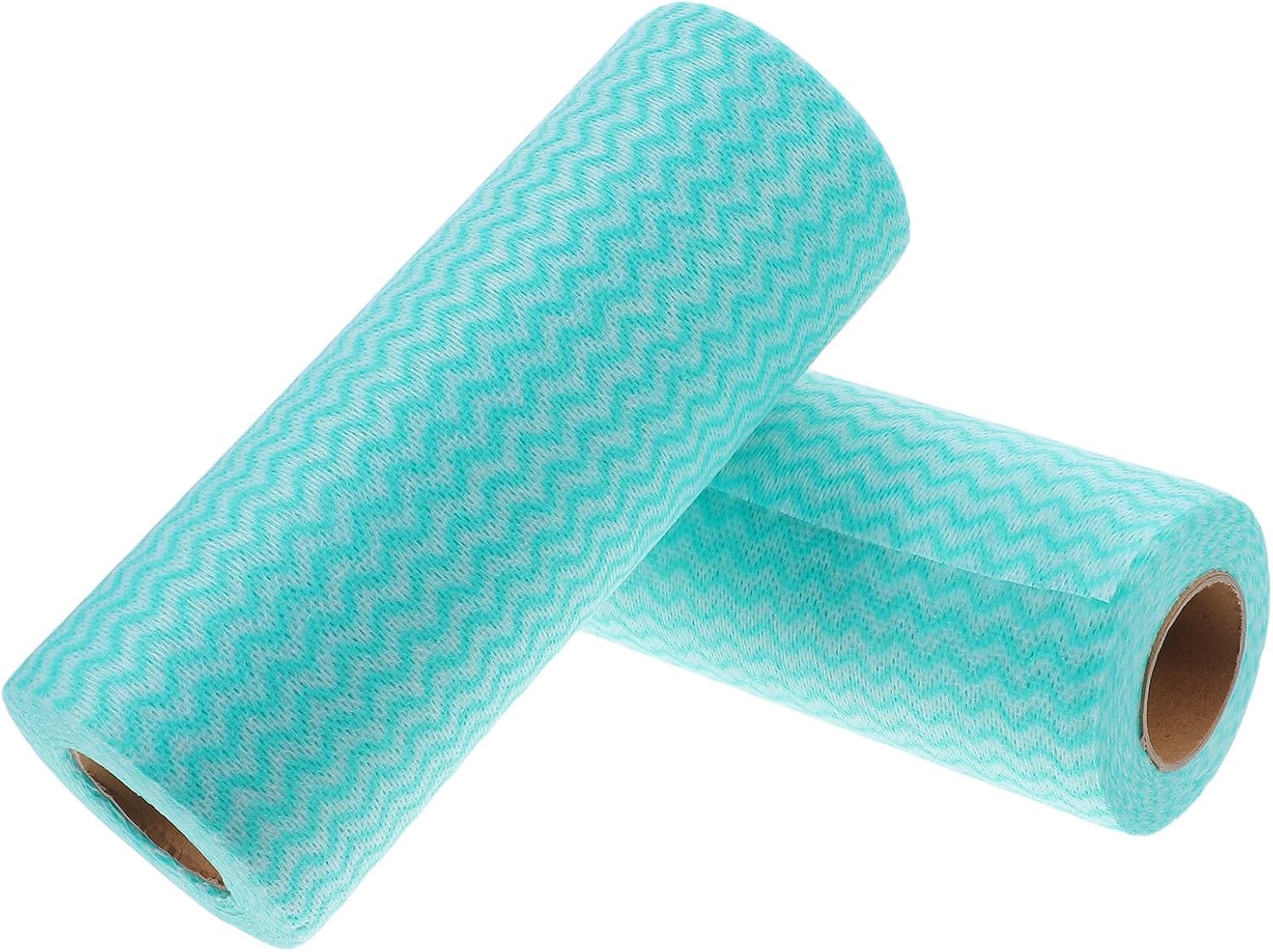 2 Rolls Disposable Kitchen Dishcloths 2 100 Sheets Green Nonwoven | Washable, Oil-resistant and Absorbent, Easy Storage, for Dishwashing and Hand Wiping