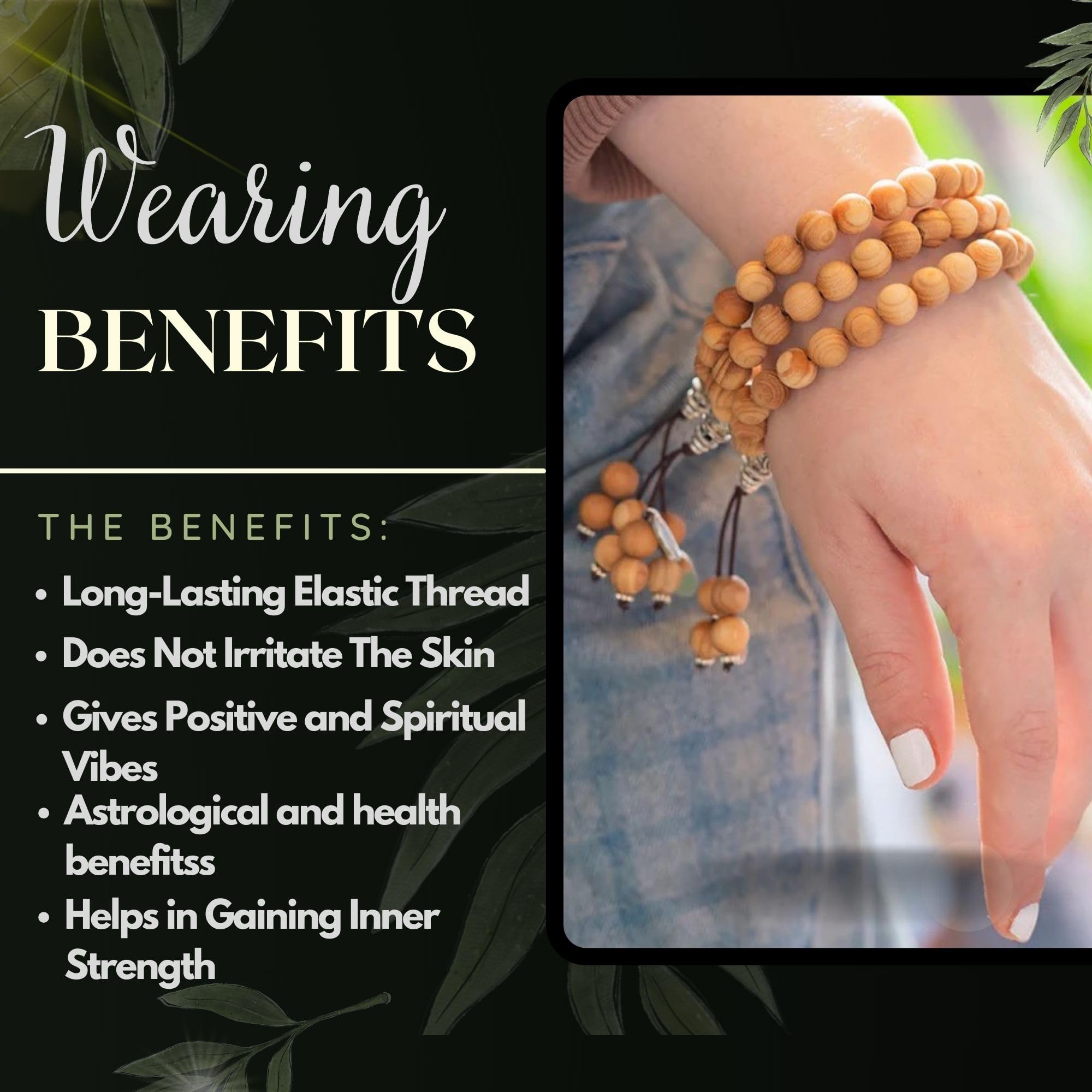 RDK Handcrafted Original Unisex White Sandalwood Charm Bracelet Safed Chandan Wristband for Meditation Pooja Chanting Wearing Jewelry Prayer Beads - Pack of 1 (16 MM) 1
