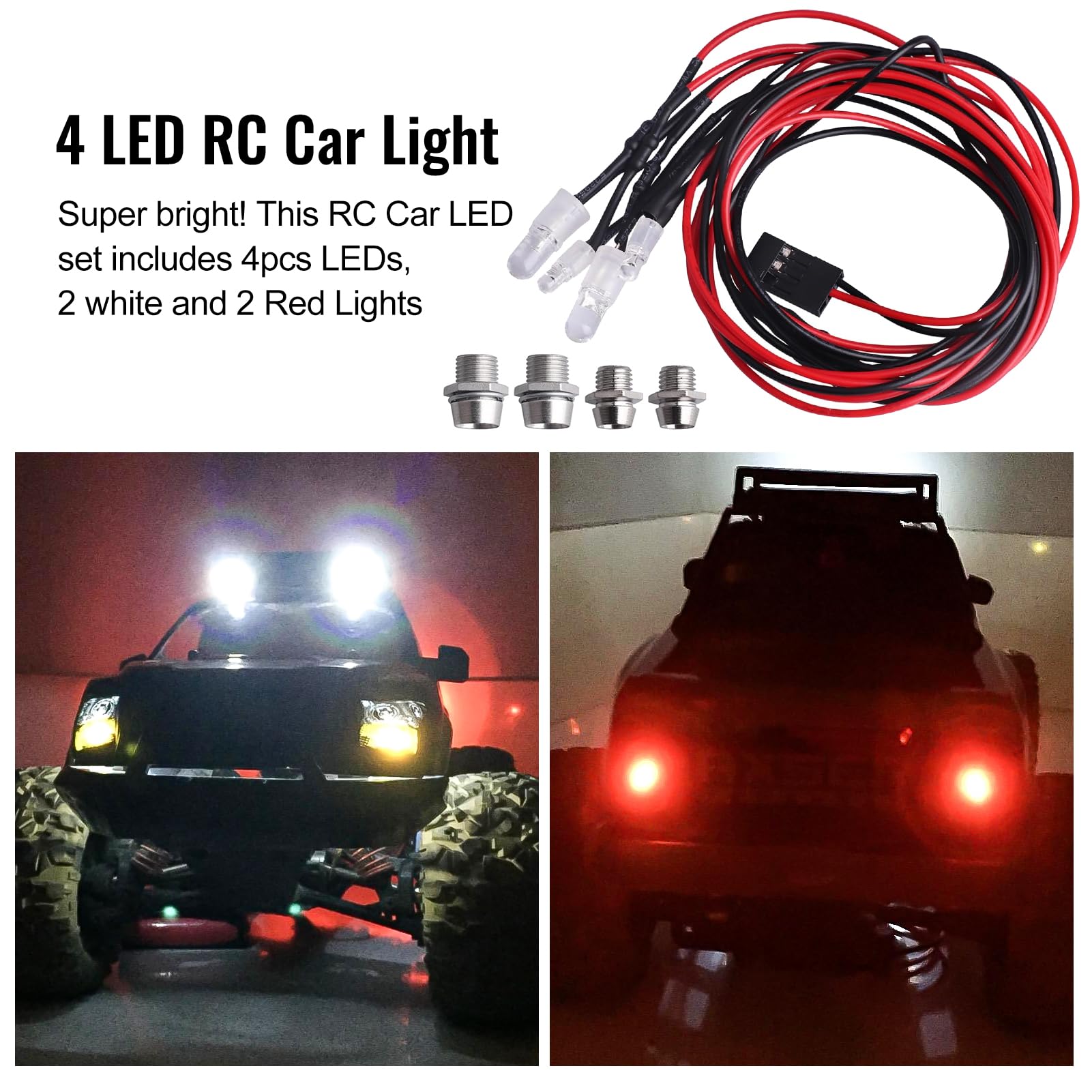 Amazon.com: HobbyPark 4 LEDs RC Car Light Headlights Taillight Kit