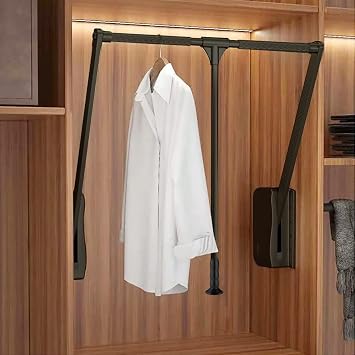 Pull Down Closet Rod, Retractable Heavy Duty Closet Rods for Hanging Clothes, Adjustable Extender Closet Rod Wardrobe Lift with Aluminium Rod, 27.5-36.6, 30 lbs Load Capacity