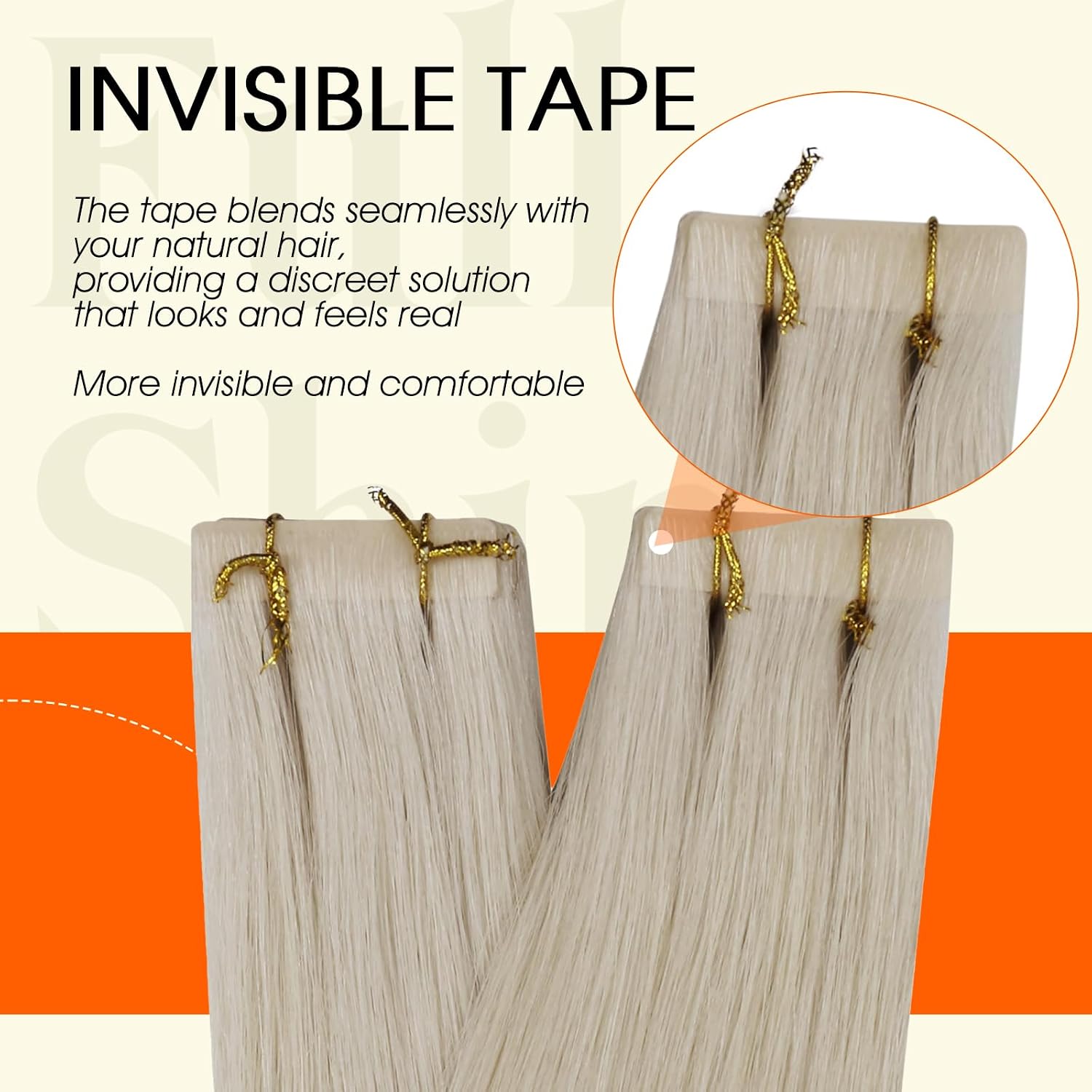  Injected Tape in Hair Extensions, White Blonde 16 Inch thumbnail