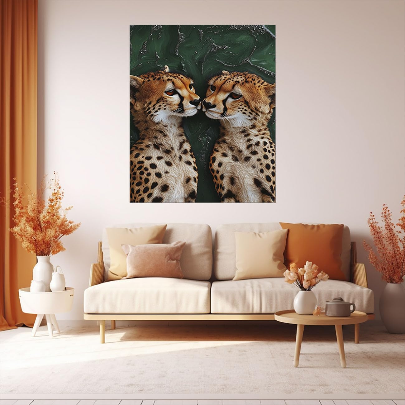 AMXBZC Affiche décorative chambre d'enfant, Images d’animaux modernes Moderne animaux de safari en afrique - Poster Images Murales - Décoration chambre de bébé - 50x70cm Encadrée(Marron)