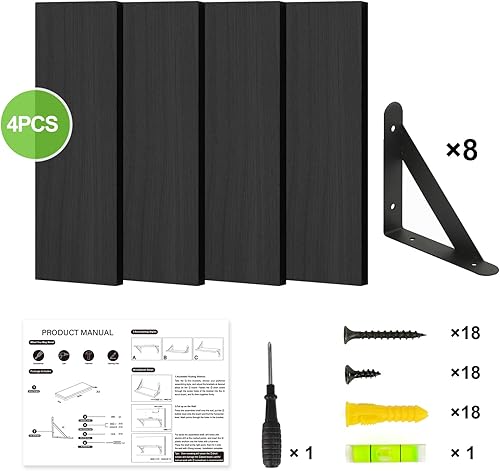 Miniatura 5 de Fixwal Estantes flotantes para pared, estantes de madera montados en la pared para dormitorio, baño, sala de estar, almacenamiento y decoración de