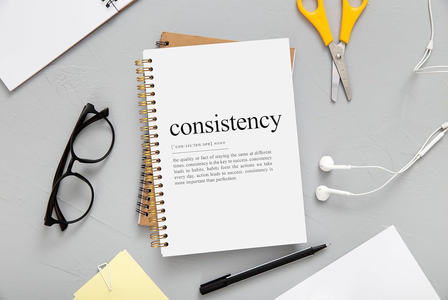 Consistency Definition Inspirational Notebook, Motivational Journal for Work, Inspirational Gifts for Coworkers Women Men, Inspiring Spiral Notebooks 5.5x8.3 Inch - Image 2