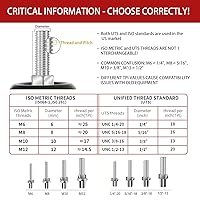 Vista 6 de Finnhomy Ruedas giratorias con vástago roscado de 4 pulgadas, juego de 4 ruedas resistentes de 3/8"-16 x 1 con freno, ruedas industriales de bloqueo