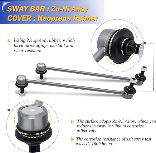 Miniatura 9 de Enlaces de barra estabilizadora delantera de aleación de zinc y níquel para Ford F-250 F-350 F-450 F-550 Super Duty Excursion 4WD K80273 y K80274