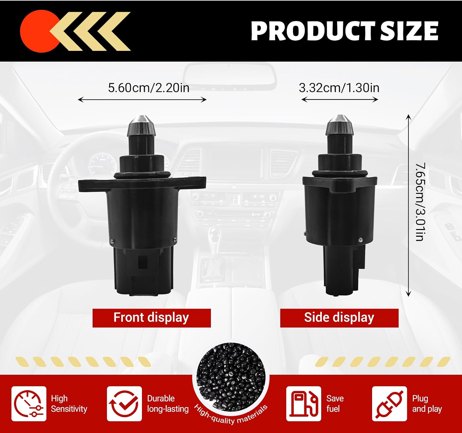 4874373AB Idle Air Control Valve (IAC) for 1992-2004 Dodge/Je-ep Models | Fits Dodge D/Dakota/Ram/Van/W-Series & Je-ep Grand Cherokee V6 3.9L/V8 5.2L/5.9L ,Replaces 04874373 AC176 53030821 2H1094