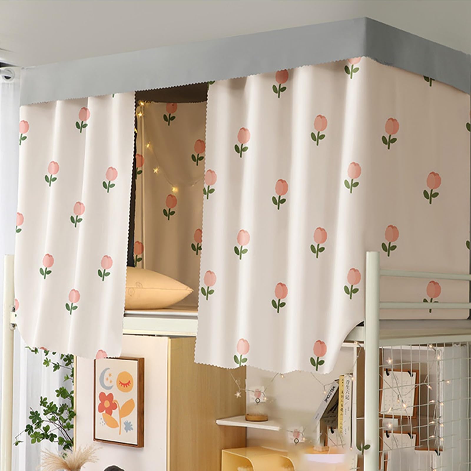 LVYUDS Bunk Bed Curtains for Teenagers Students Loft Bed Curtains Blackout Privacy Protection Bunk Bed Tent Breathable Dust-Proof(Curtain*3,1.2M_WHITE)