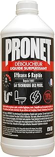 PRONET - Déboucheur Canalisations Liquide Surpuissant - Acide sulfurique à 15% - Action choc 15min - Spécial WC et grosses canalisations - Décolmate et désengorge - Compatible fosse septique - 1 L
