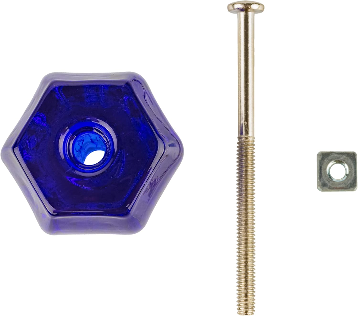 Antique Depression Cobalt Blue Glass Drawer Knob Pull Handle 1-1/2" | Antique Cabinet, Vintage Cupboard, Old Desk Reproduction Hardware | UA-932-CB