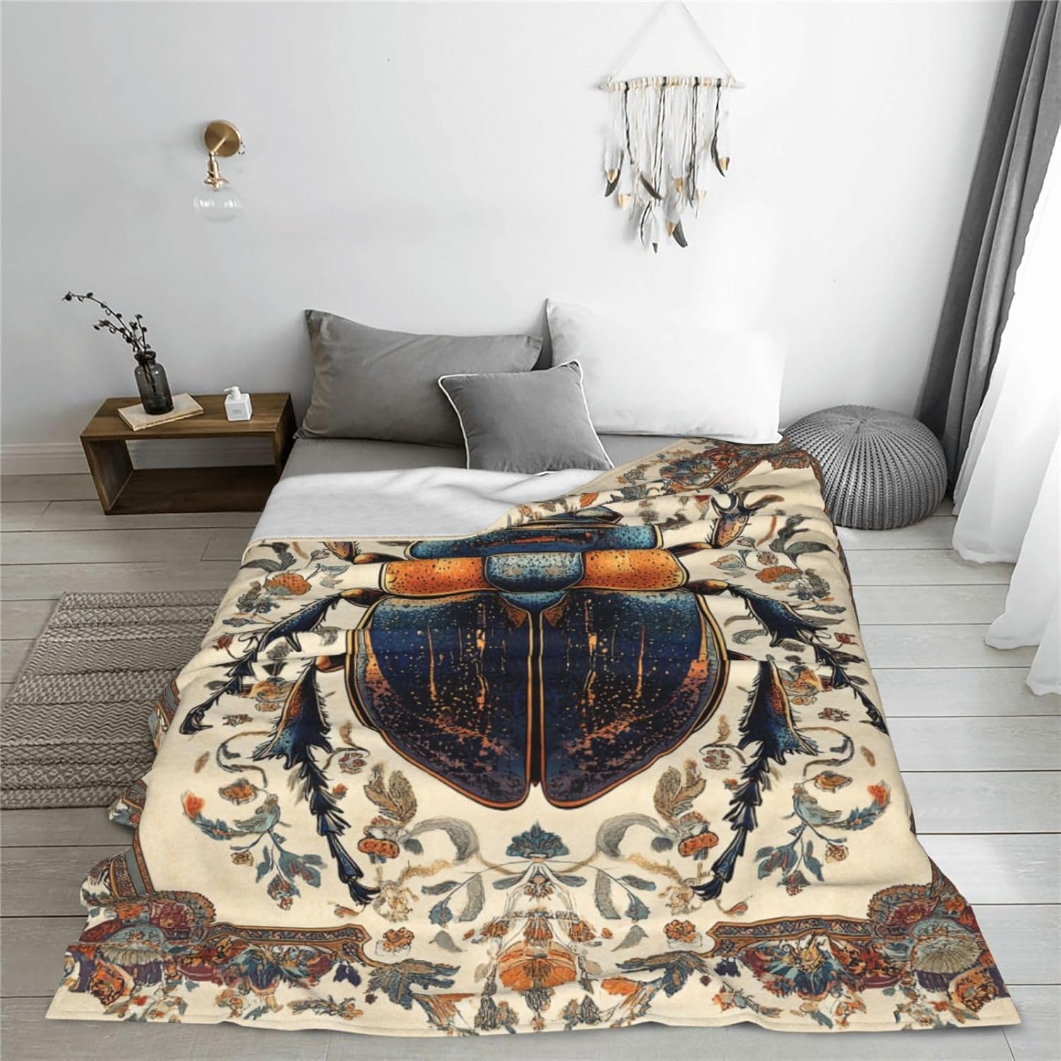 Beetle Blanket Beetle Decor Animal Print Throw Blanket Gifts for Girls Boys Super Warm Soft Plush Lightweight Fleece Flannel Winter Couch Bedding Blankets for Kids Adults Women Men 60"X50"