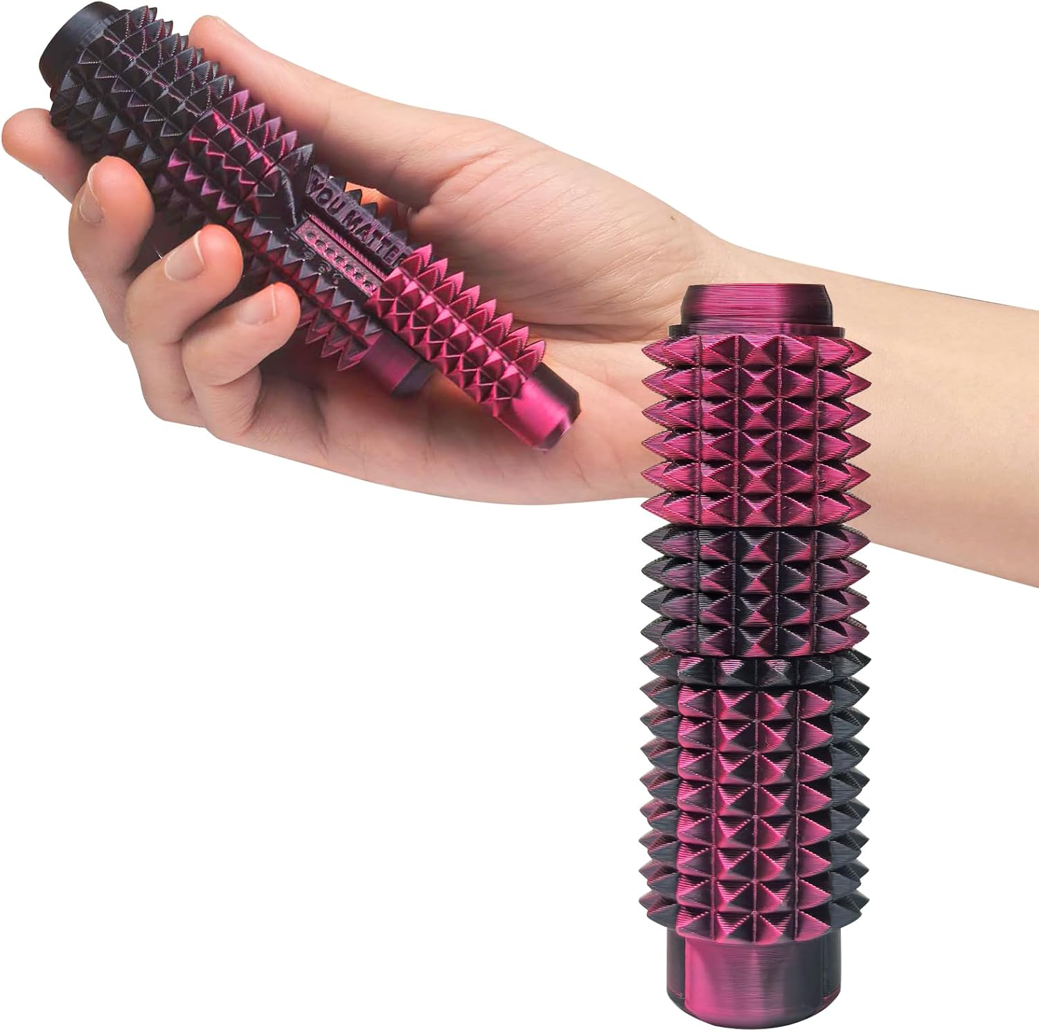 Little Ouchies 5-in-1 Pain Fidget for Adults, Spiky Sensory Tool with Smooth Spinner, Reinforced Slider & Clicker | Focus Support Pocket Fidget for Work, Study & Long Drives(Black Rose Red)
