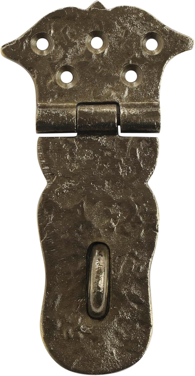SKANDH 6" Iron Hasp and Staple - Antique Brass Powder Coated