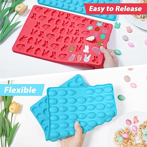 Miniatura 4 de Webake Mini moldes de silicona de Pascua con forma de conejo y huevo de Pascua, moldes de conejo de 58 cavidades y moldes de huevos de 83 cavidades