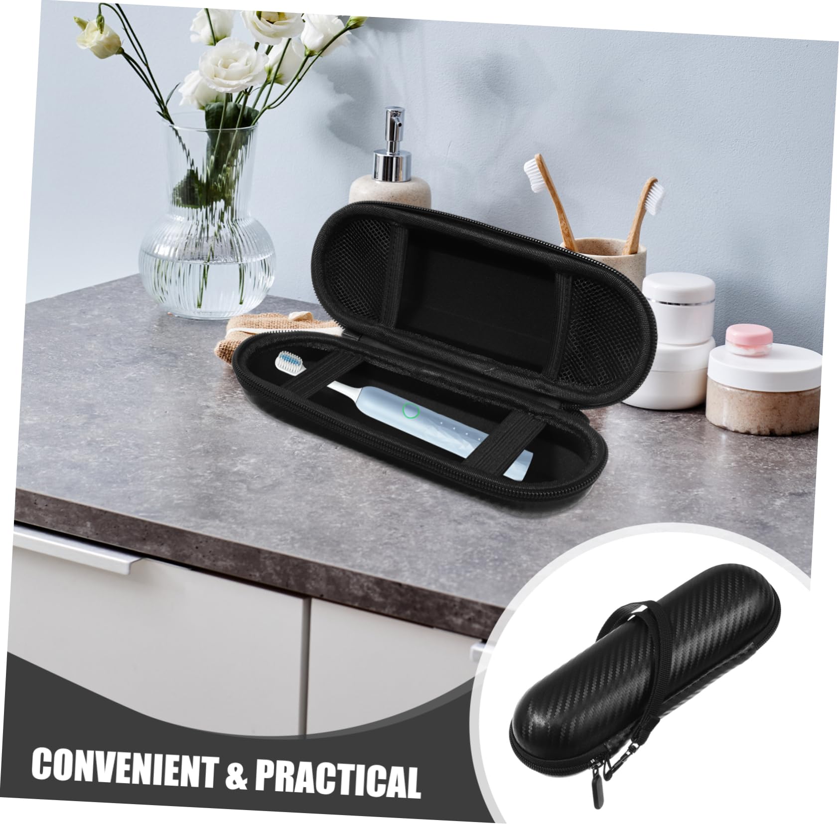 Beavorty 5 Pz Scatola Portaspazzolini Custodia Porta Spazzolino Da Viaggio Custodia Per Spazzolini Portatili Articoli Da Toeletta Da Viaggio Per Donna Portaspazzolino Tessuto a Maglia Black