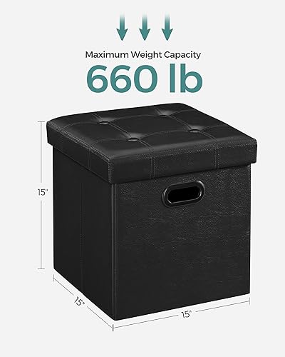 Miniatura 56 de SONGMICS MAZIE Collection - Banco otomano de almacenamiento de 30 pulgadas con tapa abatible, reposapiés de almacenamiento, carga de 660 libras,