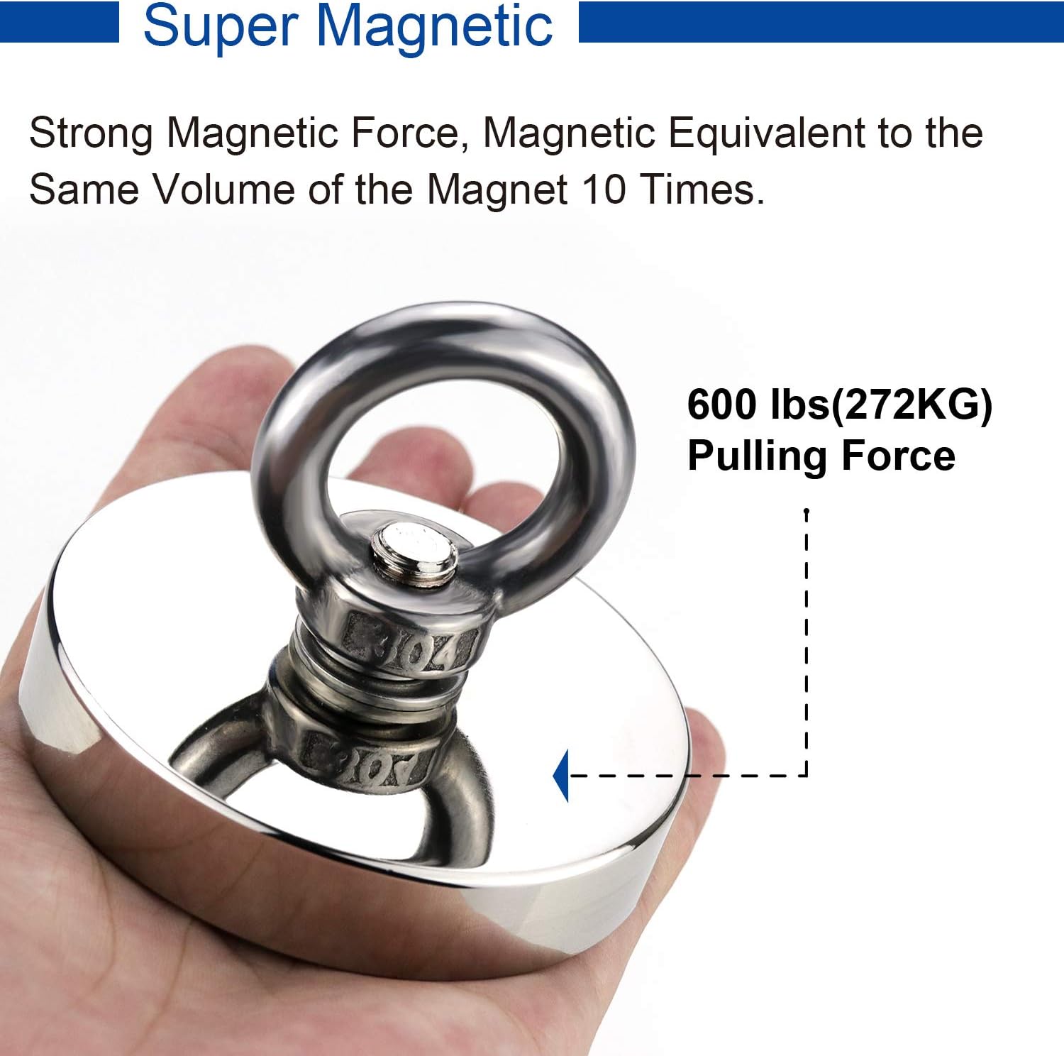 DIYMAG Strong Neodymium Fishing Magnets, 700 lbs(318 KG) Pulling Force Rare Earth Magnet with Countersunk Hole Eyebolt Diameter 2.95 inch(75 mm) for Retrieving in River and Magnetic Fishing