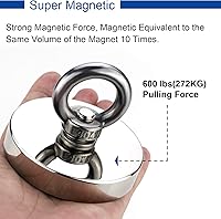 Vista 4 de DIYMAG - Imanes de pesca de neodimio fuertes, 318 kg de fuerza de tracción, imán de tierras raras con agujero avellanado, diámetro de 2.95 pulgadas
