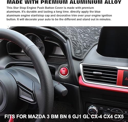 Miniatura 4 de Xotic Tech - Botón de aluminio para arranque del motor sin llave, cubierta de interruptor de encendido de alimentación, decoración de calcomanía,