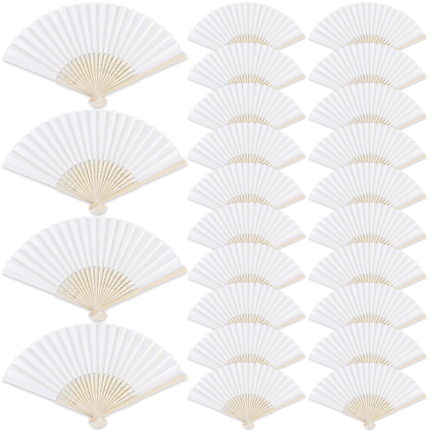 Éventails de mariage blancs en bambou pour décoration de table et cadeaux invités fête d'été
