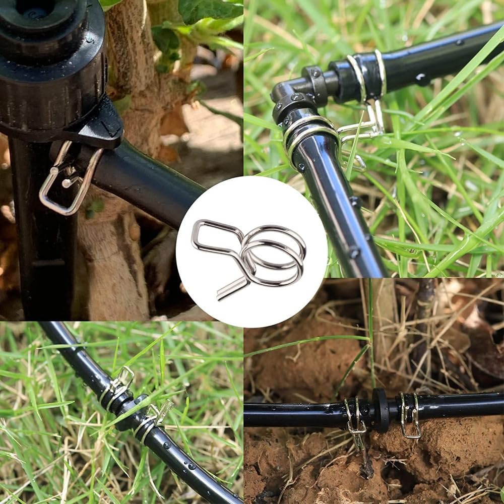 150 Pcs Spring Hose Clamps,Stainless Steel Double Wire Spring Clamp Kit 5-14mm - Fuel Line, Air Tubing & Irrigation Pipe Clips for Motorcycle ATV