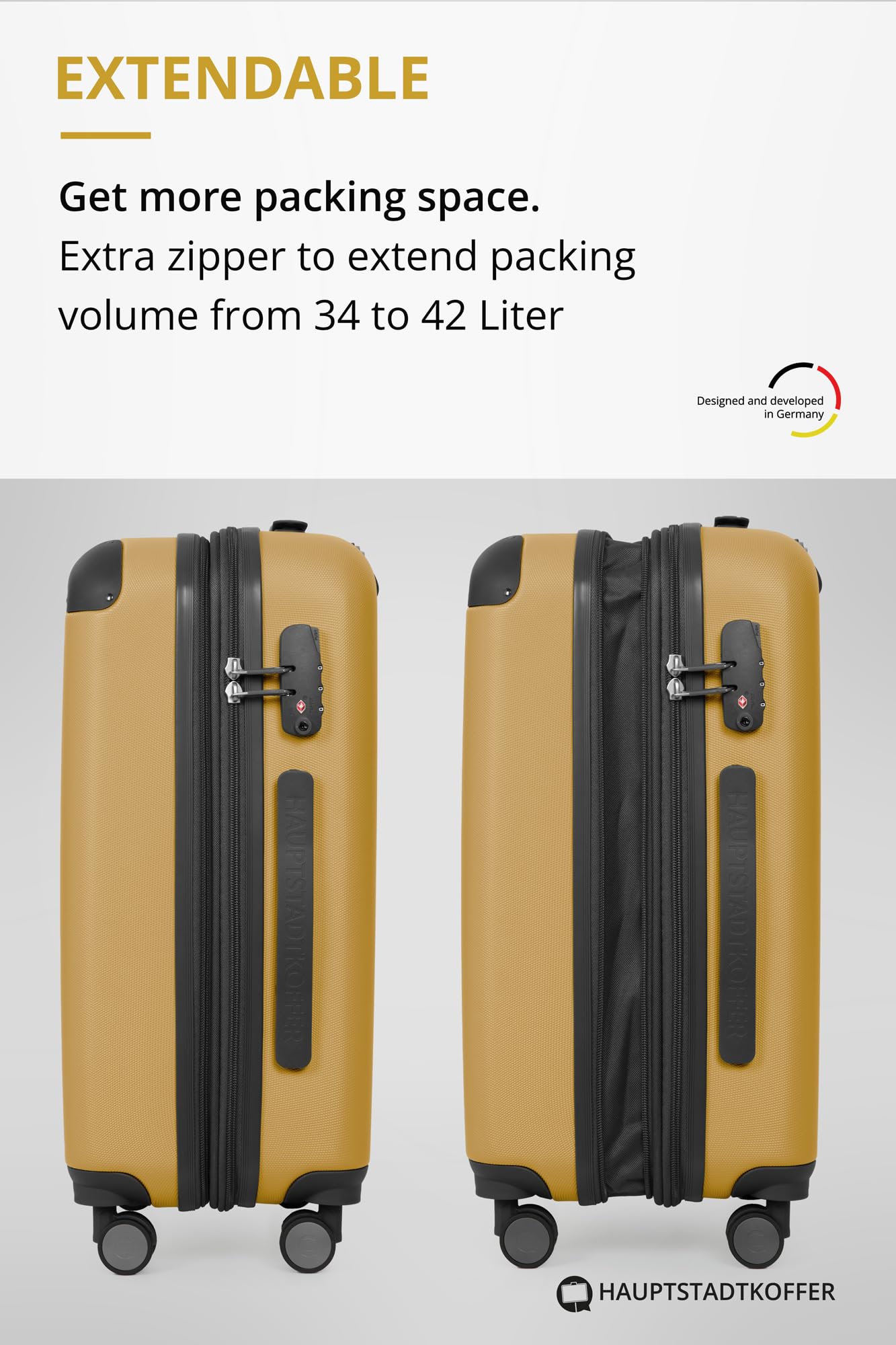 HAUPTSTADTKOFFER - Spree - Maleta rígida, Trolley expandible, Equipaje de Viaje, 4 Ruedas Dobles, TSA, 65 cm, 74 litros, Champán — view 358