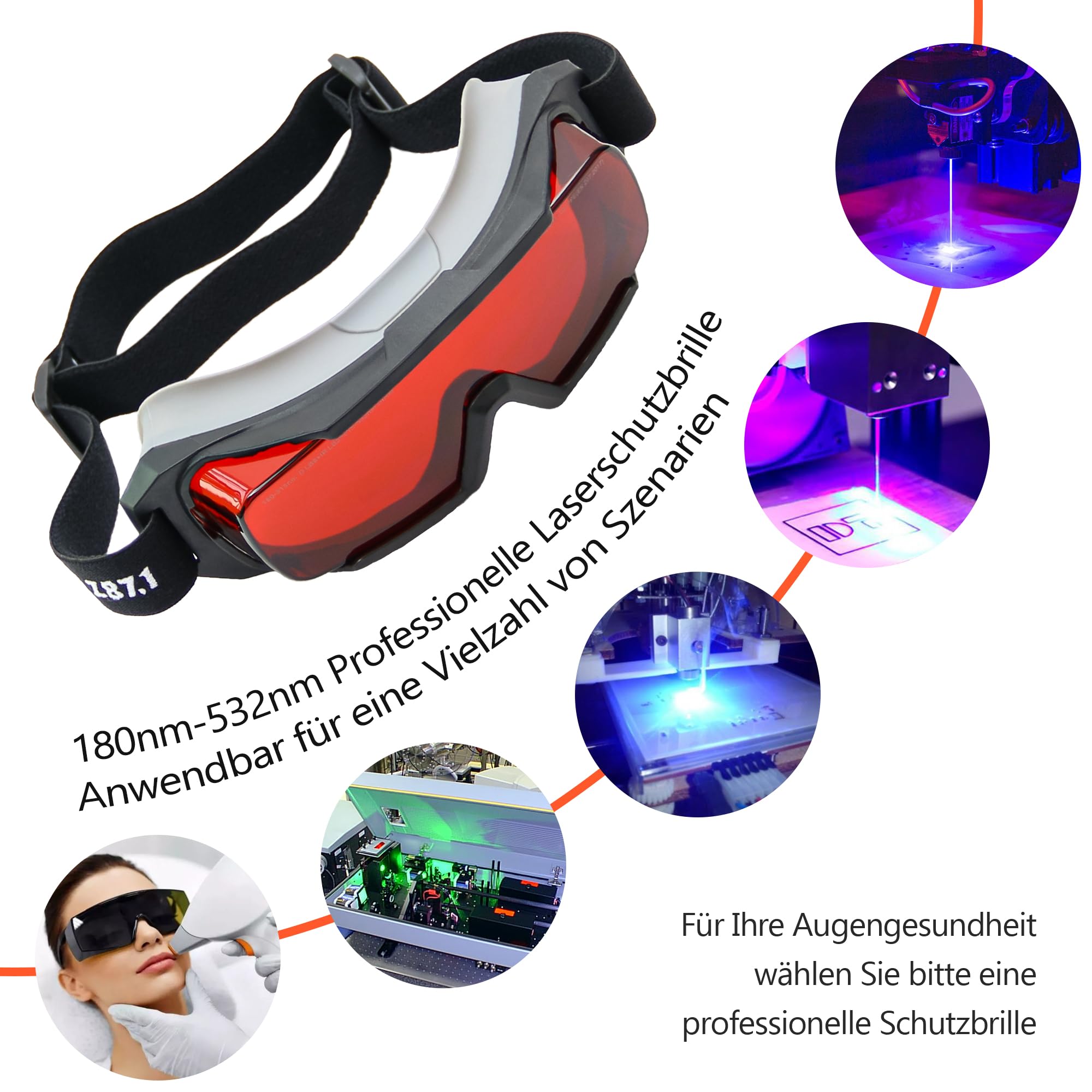 OD6+ gafas láser profesionales 532nm, seguridad 180-540nm, láseres verdes, gafas láser UV/violeta y azul, gafas de blanqueamiento láser con láser, luz fría