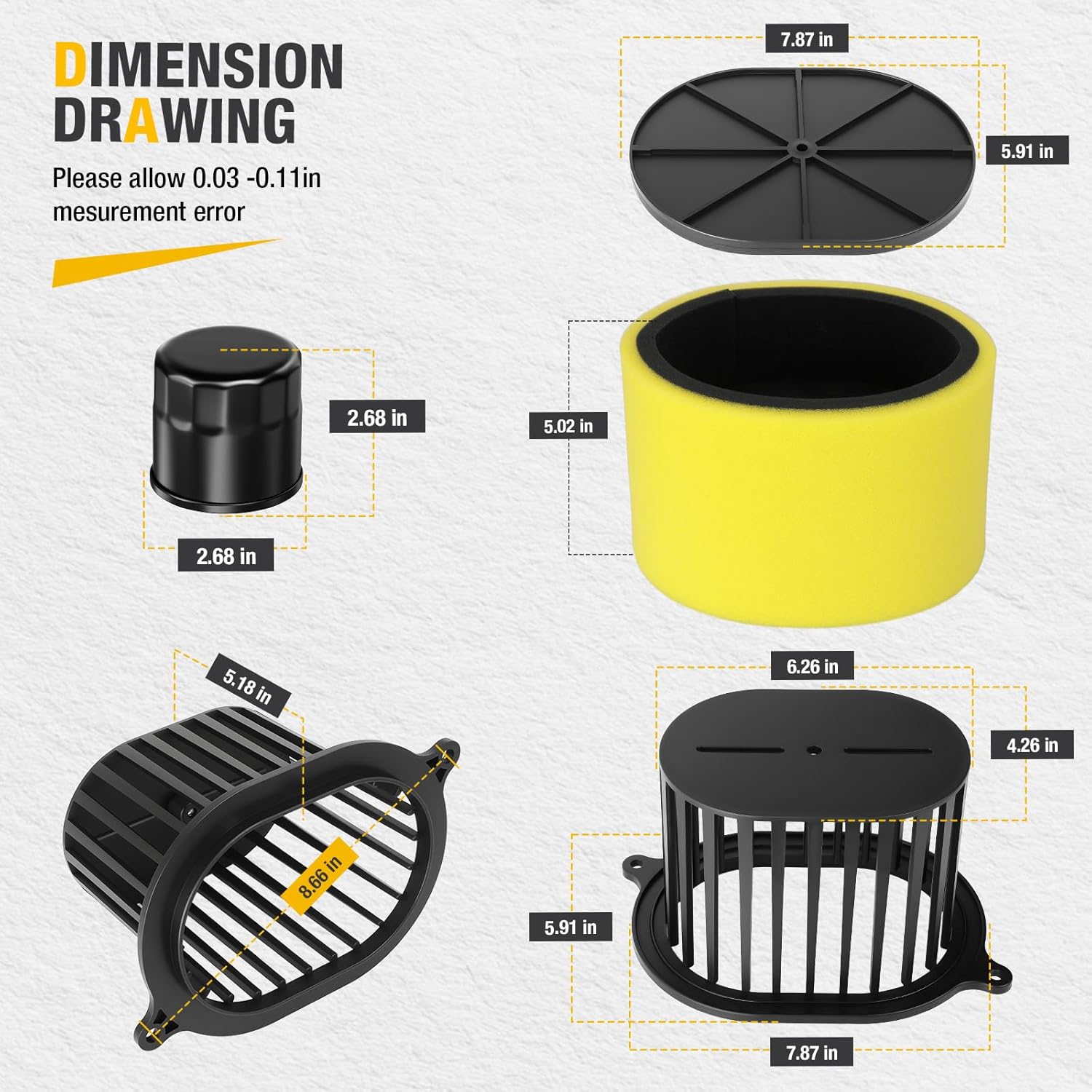 Air Filter & Cage Hold + Oil Filter w/Trim Seal for Kawasaki Brute Force 650 4x4i (No 4x4) KVF650 2006-2013 11013-0021 13280-0048