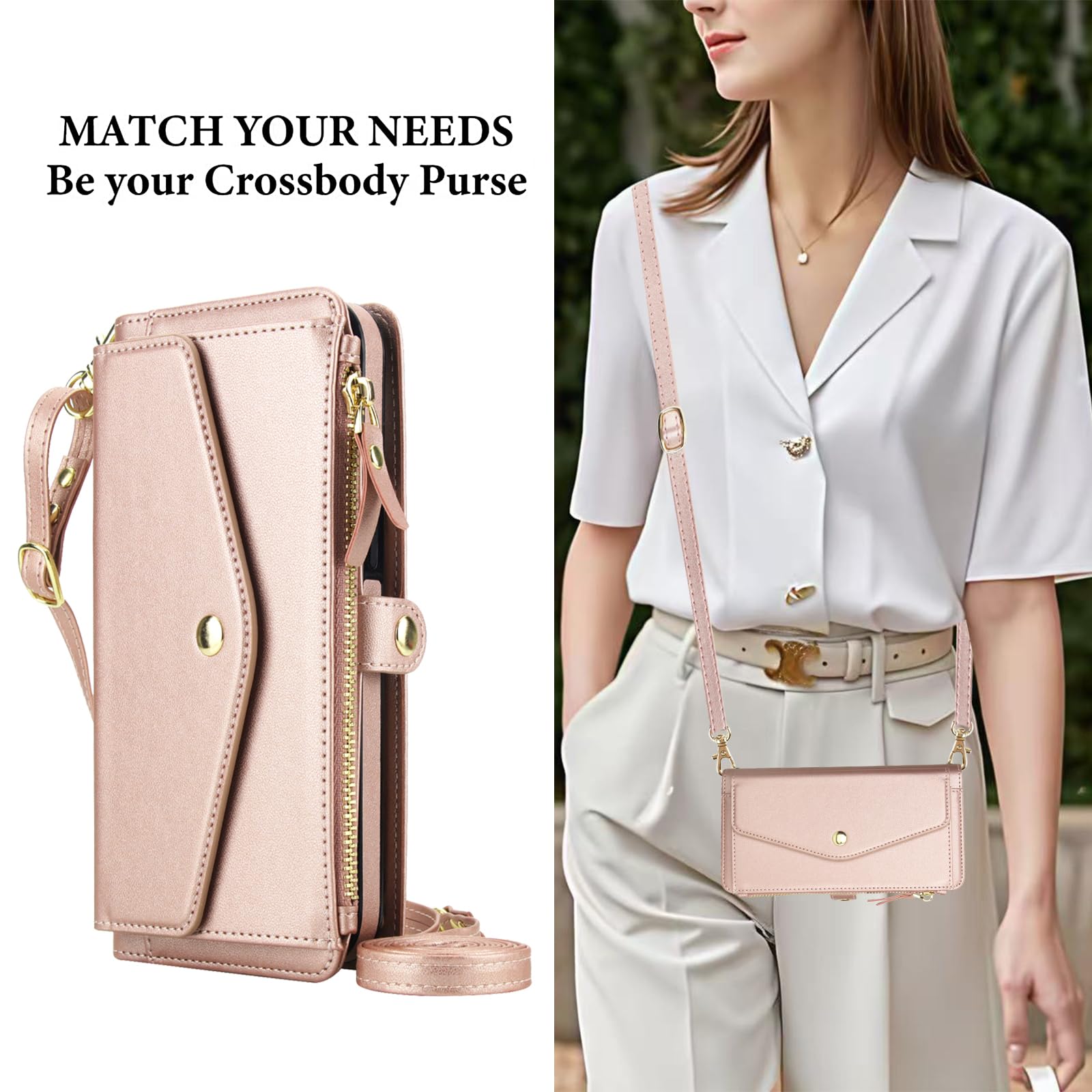 Compatible With IPhone 17 Pro Max Wallet Case, Women Men Rfid Blocking PU Leather Flip Cover Zipper Pocket Card Slots Phone Case For IPhone 17 Pro Max - View #4