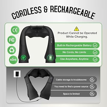Cordless Shiatsu Neck and Shoulder Massager, Back Massager with Heat ,Massage Deeper Tissue 4D Kneading Massage for Shoulder, Neck and Back, Use at Home, Office, Car - Gifts for Fathers Day Dad Gift