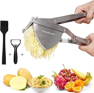 OhanaBeach® Aplastador de patatas profesional de acero inoxidable. Mango grueso de acero. Para aplastar patatas, verduras y frutas. pasapures acero inoxidable。pure de patatas。kartoffelpresse